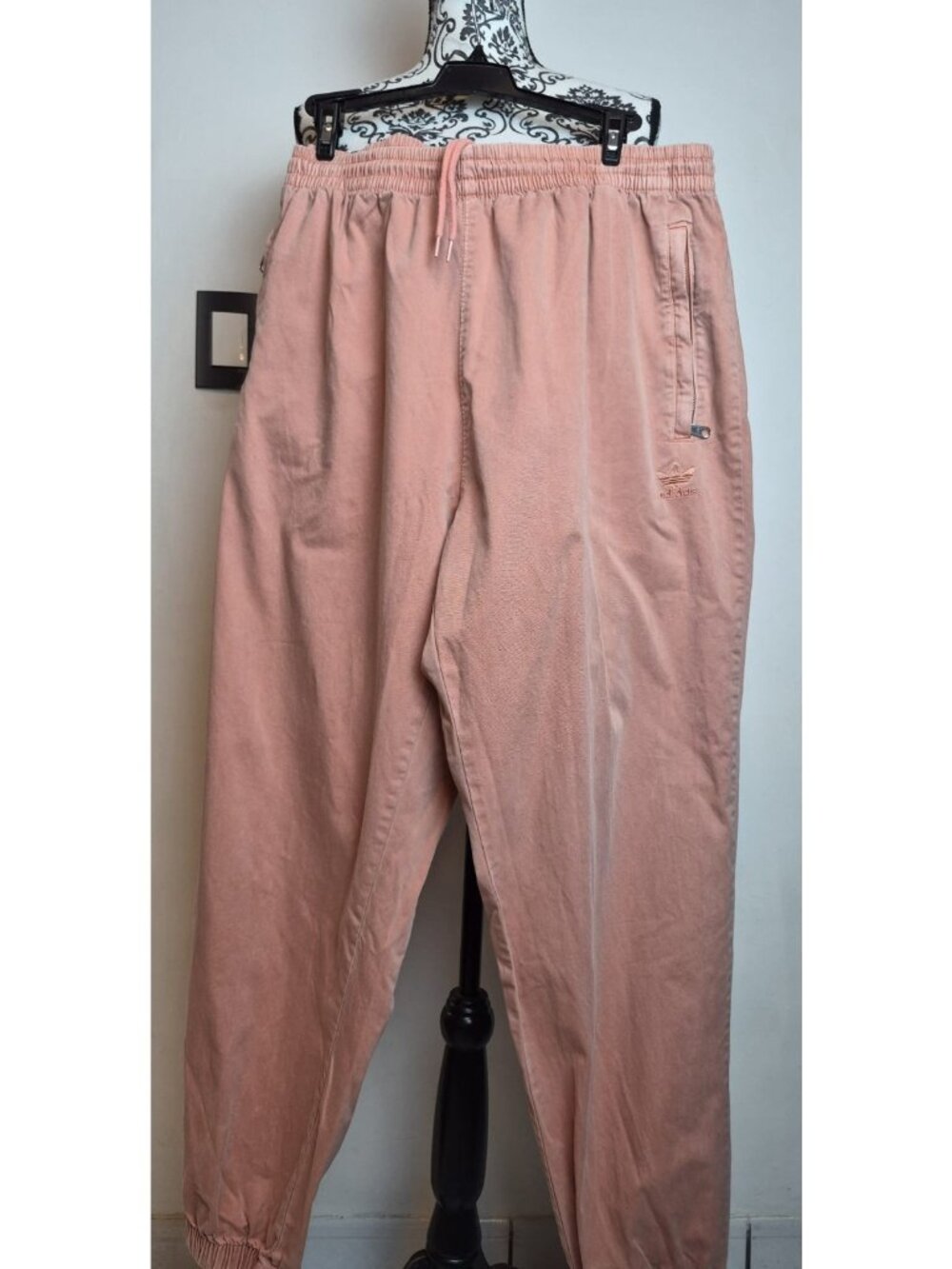 Adidas Originals Womens XL Terracotta Cotton Jogger Pants Trefoil Logo Zip